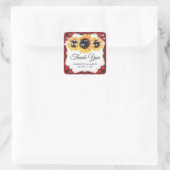 Zonnebloem Red Buffalo Plaid bruiloft Dank u Vierkante Sticker (Tas)