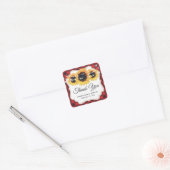 Zonnebloem Red Buffalo Plaid bruiloft Dank u Vierkante Sticker (Envelop)