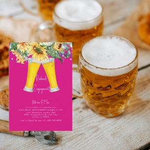 Zonnebloem Redneck Hot Pink Engagement Party Kaart