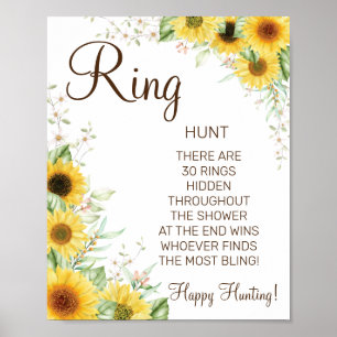 Zonnebloem Ring Ring bruidsfeest spelbord Poster