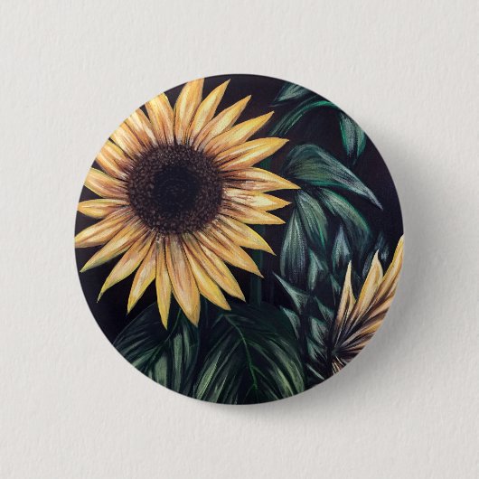Zonnebloem Ronde Button 5,7 Cm (Voorkant)