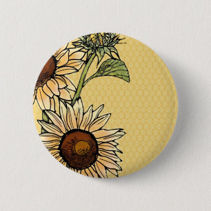 Zonnebloem Ronde Button 5,7 Cm