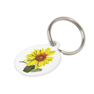 Zonnebloem Ronde Identificatietag Huisdierpenning