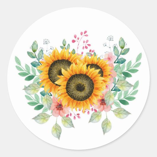Zonnebloem Ronde Sticker (Voorkant)