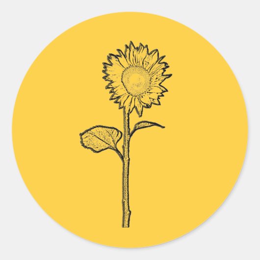 Zonnebloem Ronde Sticker (Voorkant)