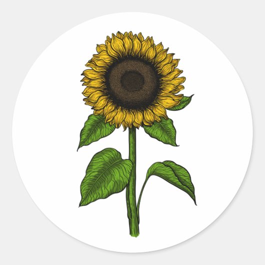 Zonnebloem Ronde Sticker (Voorkant)