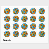 Zonnebloem Ronde Sticker (Vel)