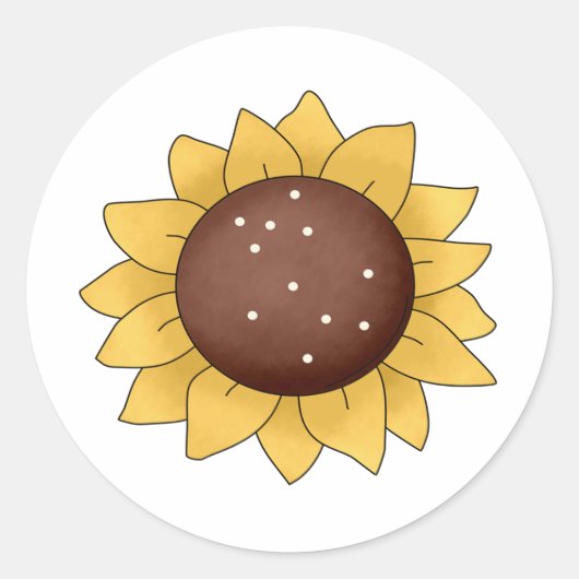 Zonnebloem Ronde Sticker (Voorkant)