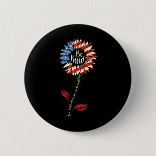Zonnebloem rood en blauw ronde button 5,7 cm