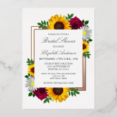 Zonnebloem Roos Daisy Autumn Floral Vrijgezellenfe Folie Uitnodiging (Voorkant)