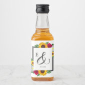 Zonnebloem Roos Daisy Autumn Floral Wedding Likeurfles Etiket (Voorkant)