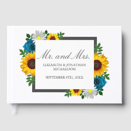 Zonnebloem Roos Daisy Floral Wedding Gastenboek (Voorkant)