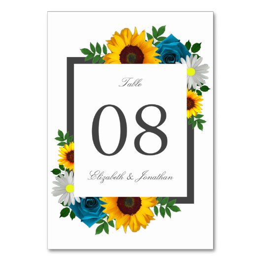 Zonnebloem Roos Daisy Floral Wedding Kaart (Voorkant)