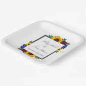 Zonnebloem Roos Floral Wedding Papieren Bordje (Gebogen)