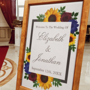 Zonnebloem Roos Floral Wedding Poster