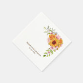Zonnebloem Roos Floral Wedding Servet (Hoek)