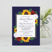 Zonnebloem Roos Herfst Bloemige Bruiloft Feest Kaart (Staand voorkant)