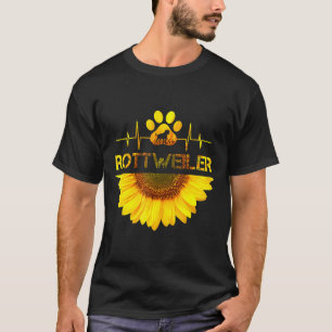 Zonnebloem Rottweiler Hond Hartslag Gift Hond Shir T-shirt