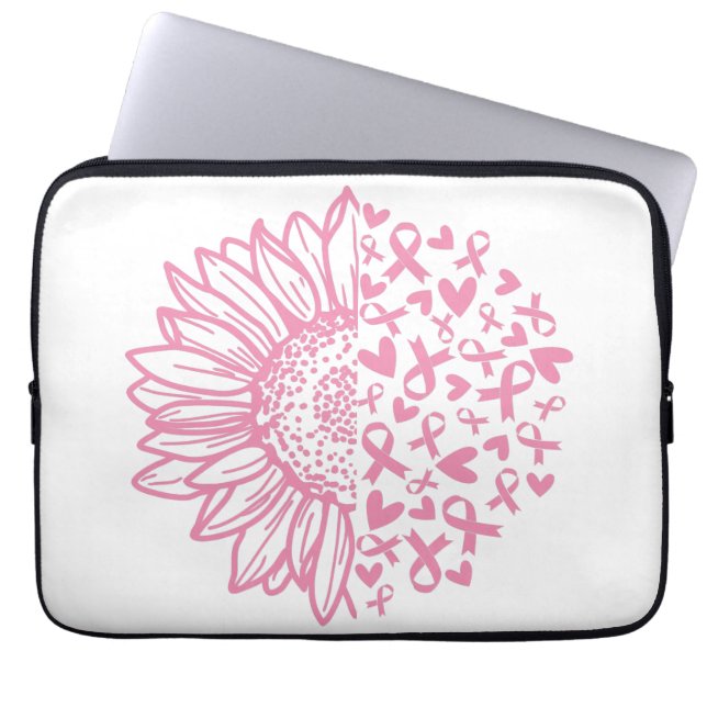 Zonnebloem roze Borstkanker Awareness Laptop Sleeve (Voorkant)