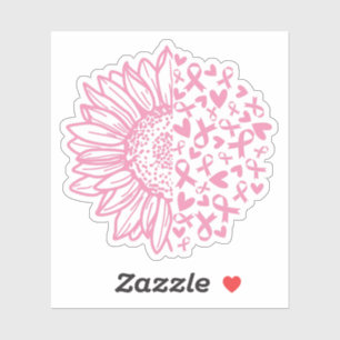 Zonnebloem roze Borstkanker Awareness Sticker