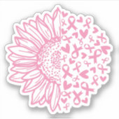 Zonnebloem roze Borstkanker Awareness Sticker (Voorkant)