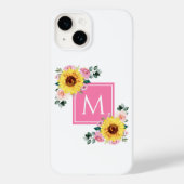 Zonnebloem Roze botanische Waterverf, monogrammen Case-Mate iPhone Case (Achterkant)