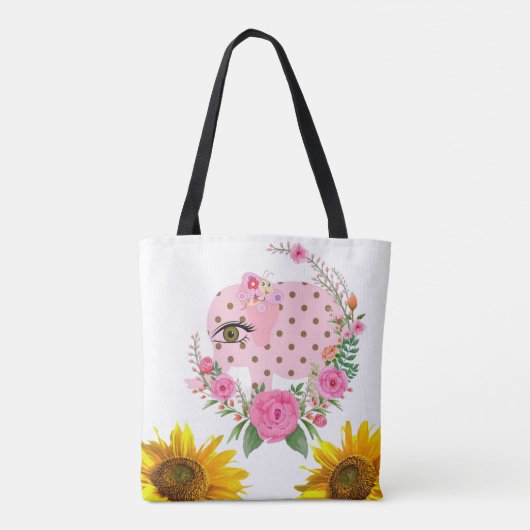 Zonnebloem Roze Canvas tas (Achterkant)
