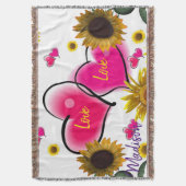 Zonnebloem Roze harten Drijmplank Deken (Voorkant Verticaal)