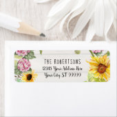 Zonnebloem Roze Hydrangea Floral | Retouradres Etiket (Insitu)