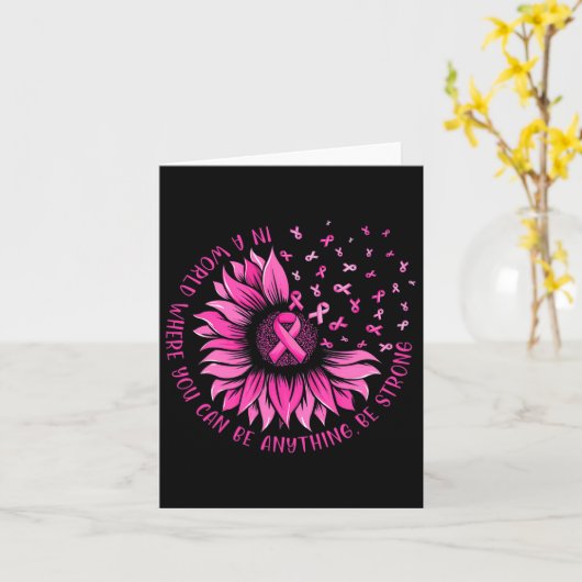 Zonnebloem Roze lint Butterfly Breast Cancer Awar Kaart (Gele Bloem)