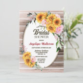 Zonnebloem Roze Ovaal Vrijgezellenfeest van hout Kaart (Staand voorkant)