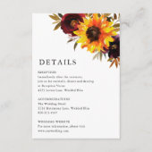 Zonnebloem Rozen Rode Paarse Rustic Weddenschap De Informatiekaartje (Voorkant)