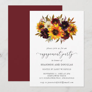 Zonnebloem Rozen Rustige Herfst Engagement Party Kaart