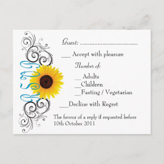 Zonnebloem RSVP Uitnodiging Briefkaart