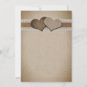 Zonnebloem Rustic  Burlap Wedding Kaart (Achterkant)