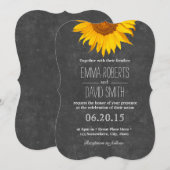 zonnebloem Rustic Chalkboard Wedding Kaart (Voorkant / Achterkant)