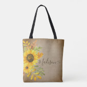 Zonnebloem Rustic Country Burlap - Gepersonaliseer Draagtas (Achterkant)