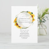 Zonnebloem Rustic Geometric Celebration of Life Kaart (Staand voorkant)