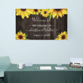 Zonnebloem Rustiek Hout String Lights Trouwfeest Spandoek (Beurs)