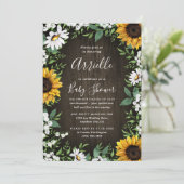 Zonnebloem Rustiek Land Bloemen Herfst Baby shower Kaart (Staand voorkant)