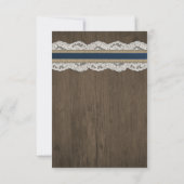 Zonnebloem Rustieke Blauwe Burlap Bruiloft RSVP Ka Kaartje (Achterkant)