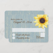 Zonnebloem Rustieke Blauwe Schuur Bruiloft Reactie Kaart (Voorkant / Achterkant)