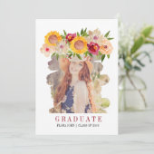 Zonnebloem rustieke bloemen afstuderen uitnodiging (Staand voorkant)