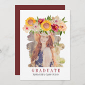 Zonnebloem rustieke bloemen afstuderen uitnodiging (Voorkant / Achterkant)