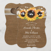 Zonnebloem Rustieke Country Burlap Wedding Kaart (Voorkant / Achterkant)