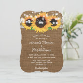 Zonnebloem Rustieke Country Burlap Wedding Kaart (Staand voorkant)