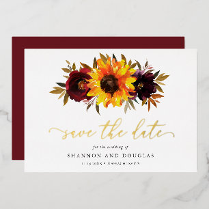 Zonnebloem Rustieke Elegante Trouw Save The Date Folie Uitnodiging