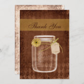 Zonnebloem rustieke mason jar bruiloft dank u bedankkaart (Voorkant / Achterkant)