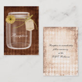 zonnebloem rustieke mason jar bruiloft receptie informatiekaartje (Voorkant / Achterkant)