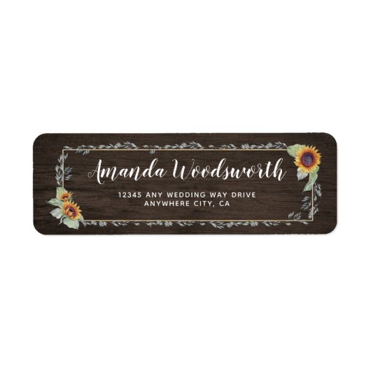 Zonnebloem rustieke Waterverf bruiloft Adresetiket Etiket (Voorkant)